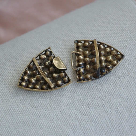 1920-30’s Antique Czech Glass Brass Buckle - Picture 4 of 7